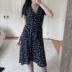 FLORAL MIDI WRAP DRESS